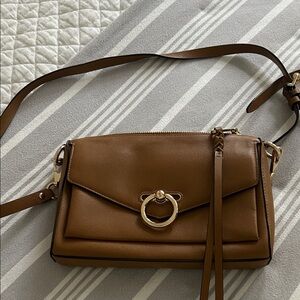 Rebecca Minkoff Brown Leather Crossbody with Gold Ring